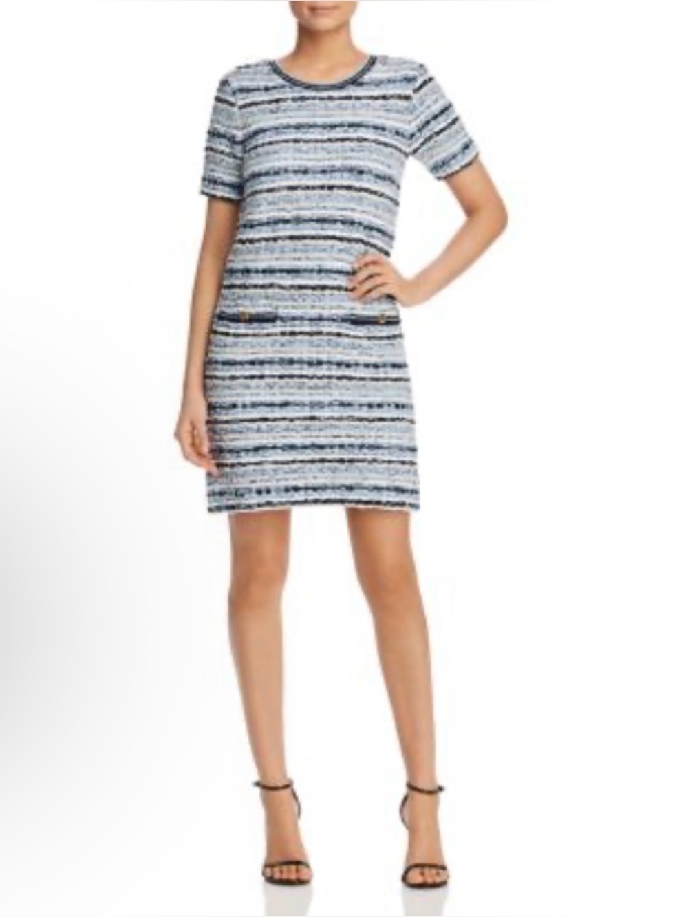 Tory Burch Tweed Sweater Dress in Blue Multi Tweed Medium